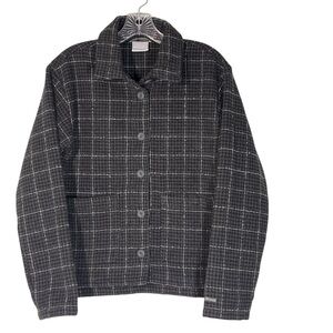 NWOT COLUMBIA Black Grey Checkered Wool Blend Button Up Shirt Jacket Women's S